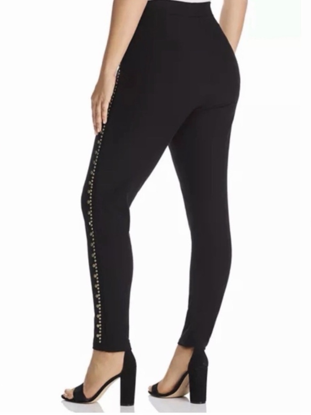 MICHAEL KORS Black Gold Studded Leggings XS Pull On Skinny Stretch Pants - Picture 16 of 16